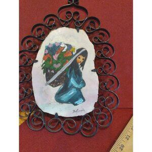 70's DeGrazia Art "A Beautiful Burden" Southwest Decor painted signed